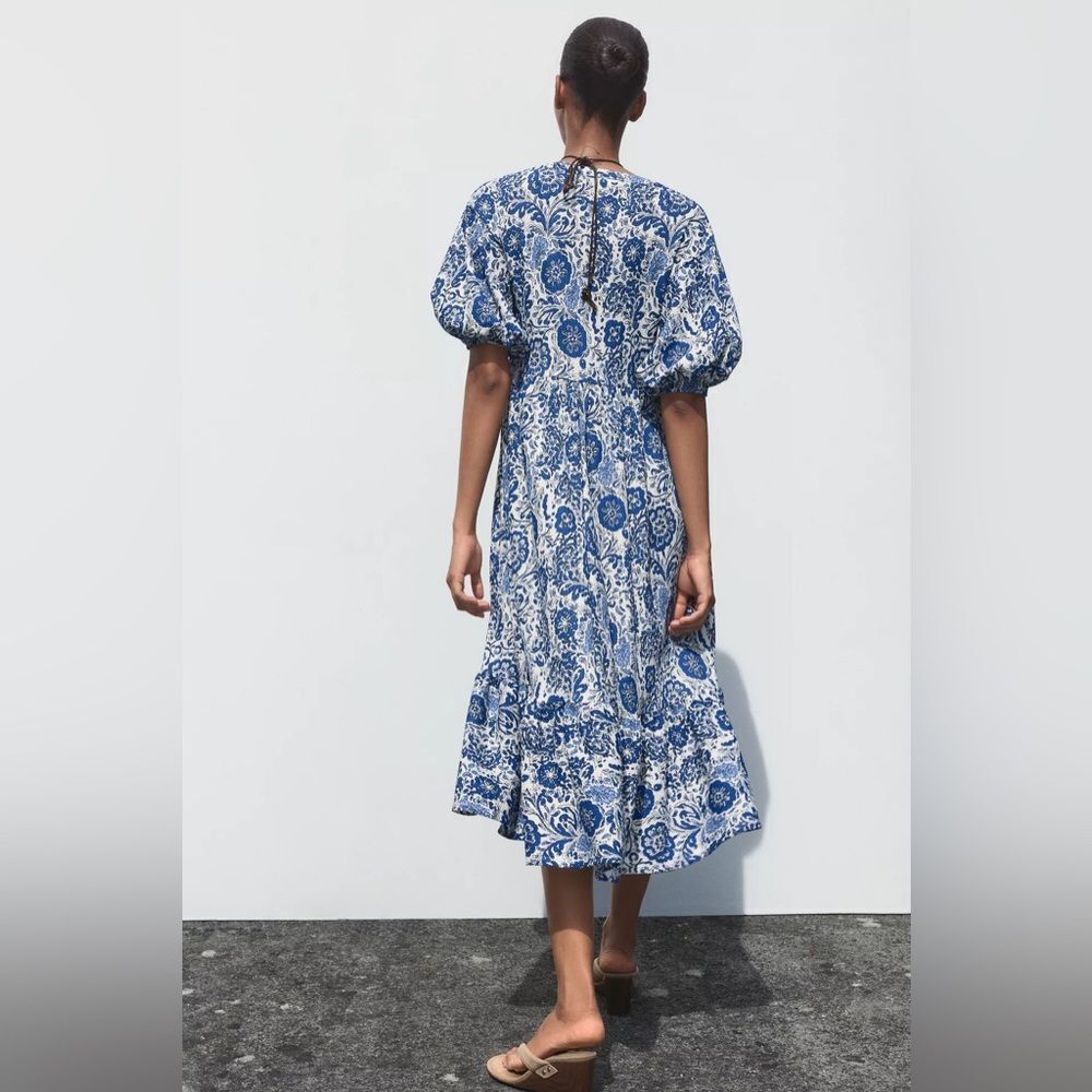 ZARA PRINTED MIDI DRESS - Picture 4 of 8